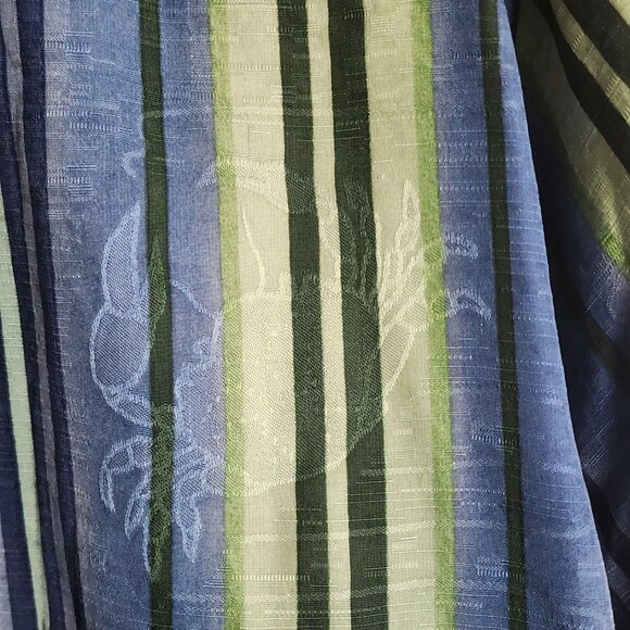 Tommy Bahama Shirt Mens Large Blue Green 100% Silk Relax Striped Hawaiian Camp - Picture 10 of 12